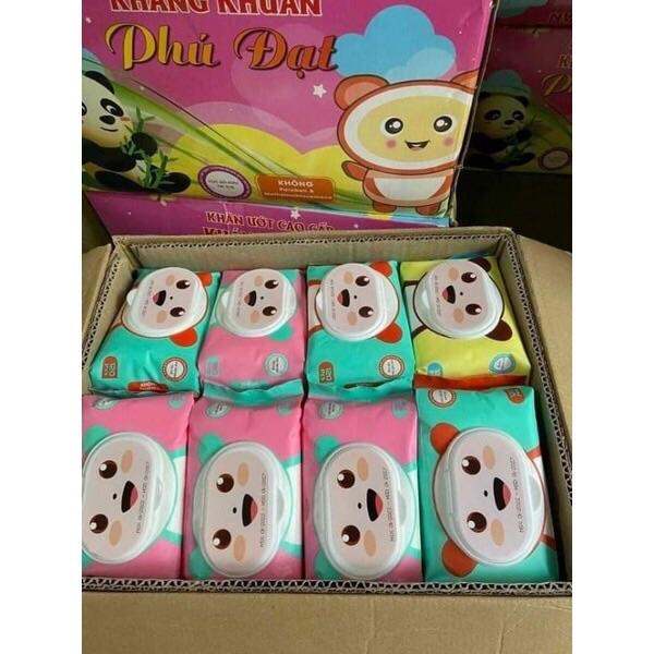Sỉ 1 thùng khăn giấy ướt Phú Đạt 32 gói/khăn ướt cho bé, khăn không mùi an toàn cho da bé (120 tờ/gói)