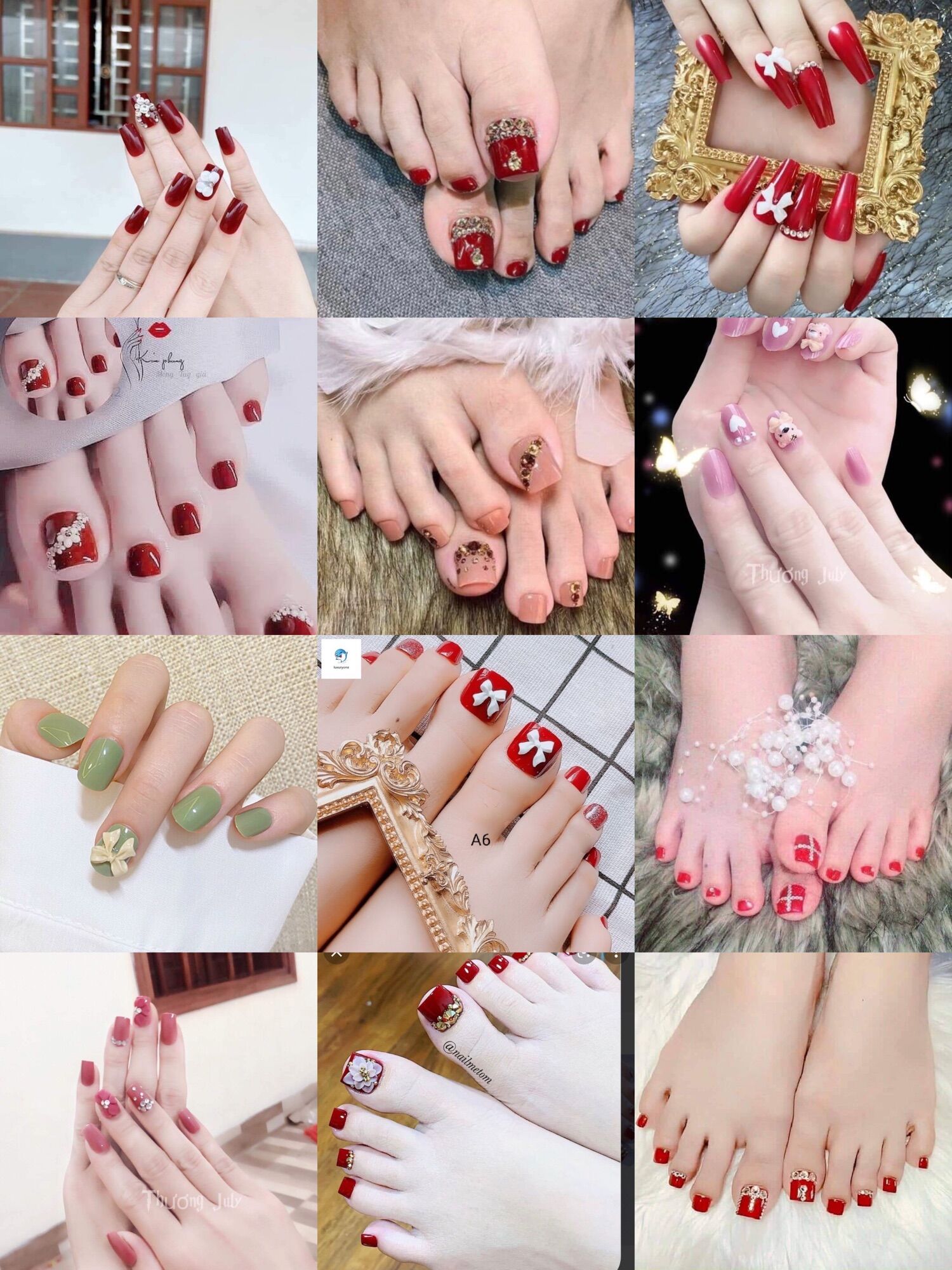 Combo 10 bộ móng giả đính đá lộn xộn mẫu tặng keo và dũa móng mỗi bộ