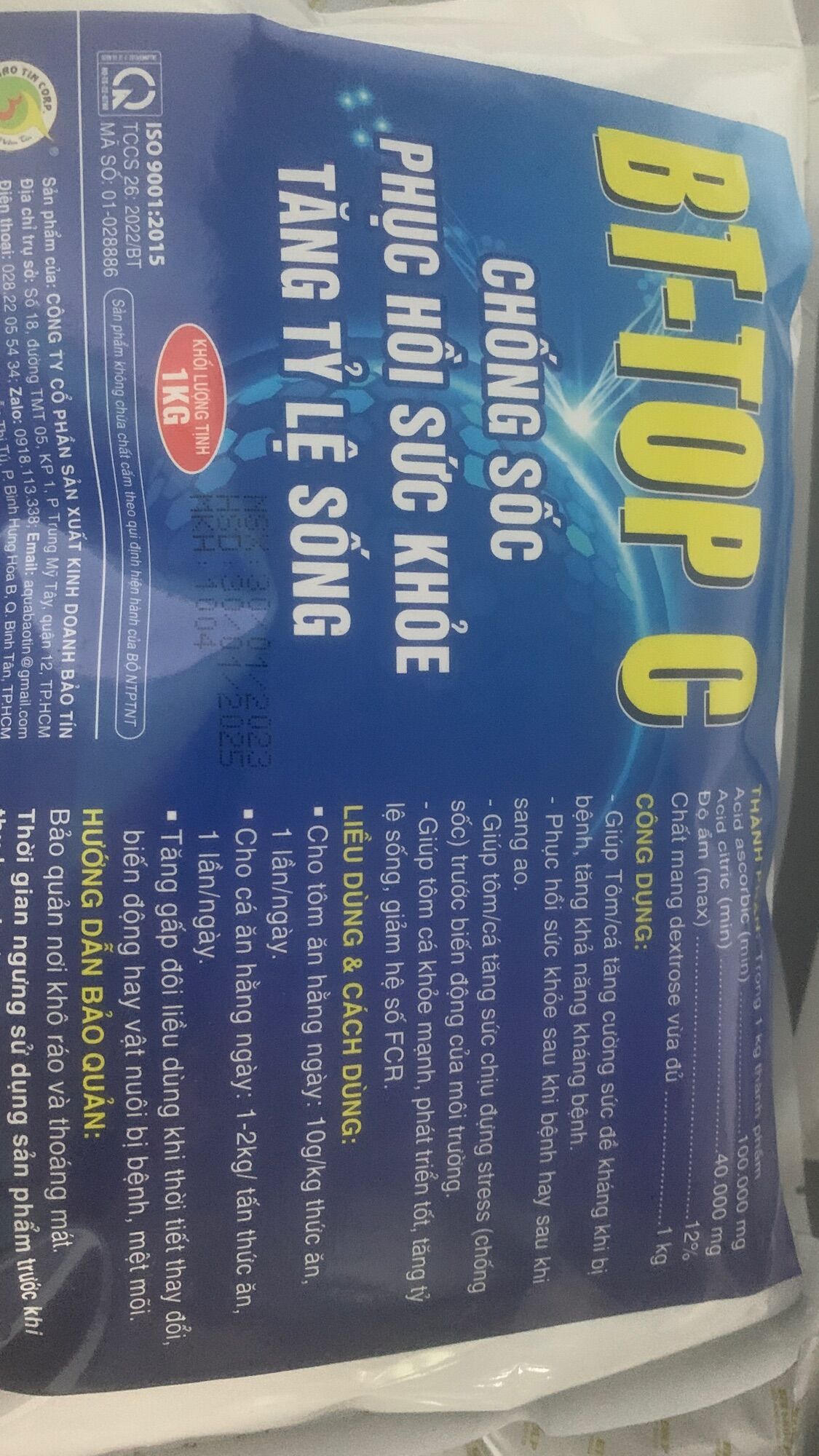 Vitamin C dùng cho nuôi trồng thủy sản