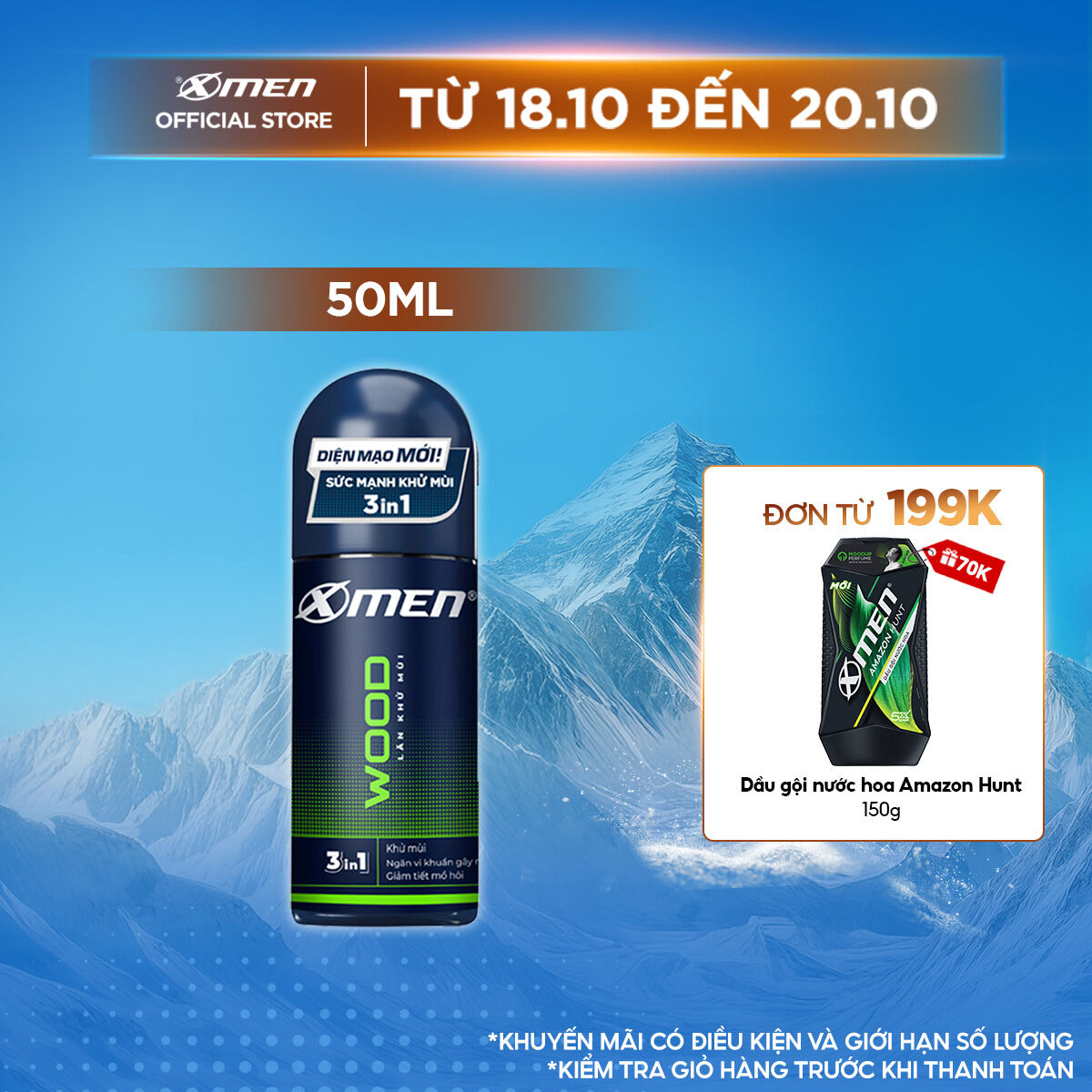 Lăn khử mùi X-men Wood 50ml