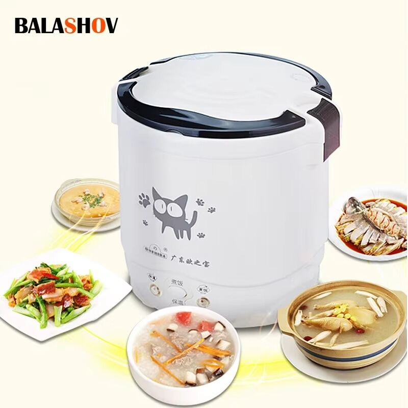 Nồi Cơm Điện Mini Di Động MultiCooker 1.0L Dung Tích 12V 24V 220V Cho Ô Tô, Xe Tải Sử Dụng Tại Nhà Titan IH Làm Nóng Điện Từ