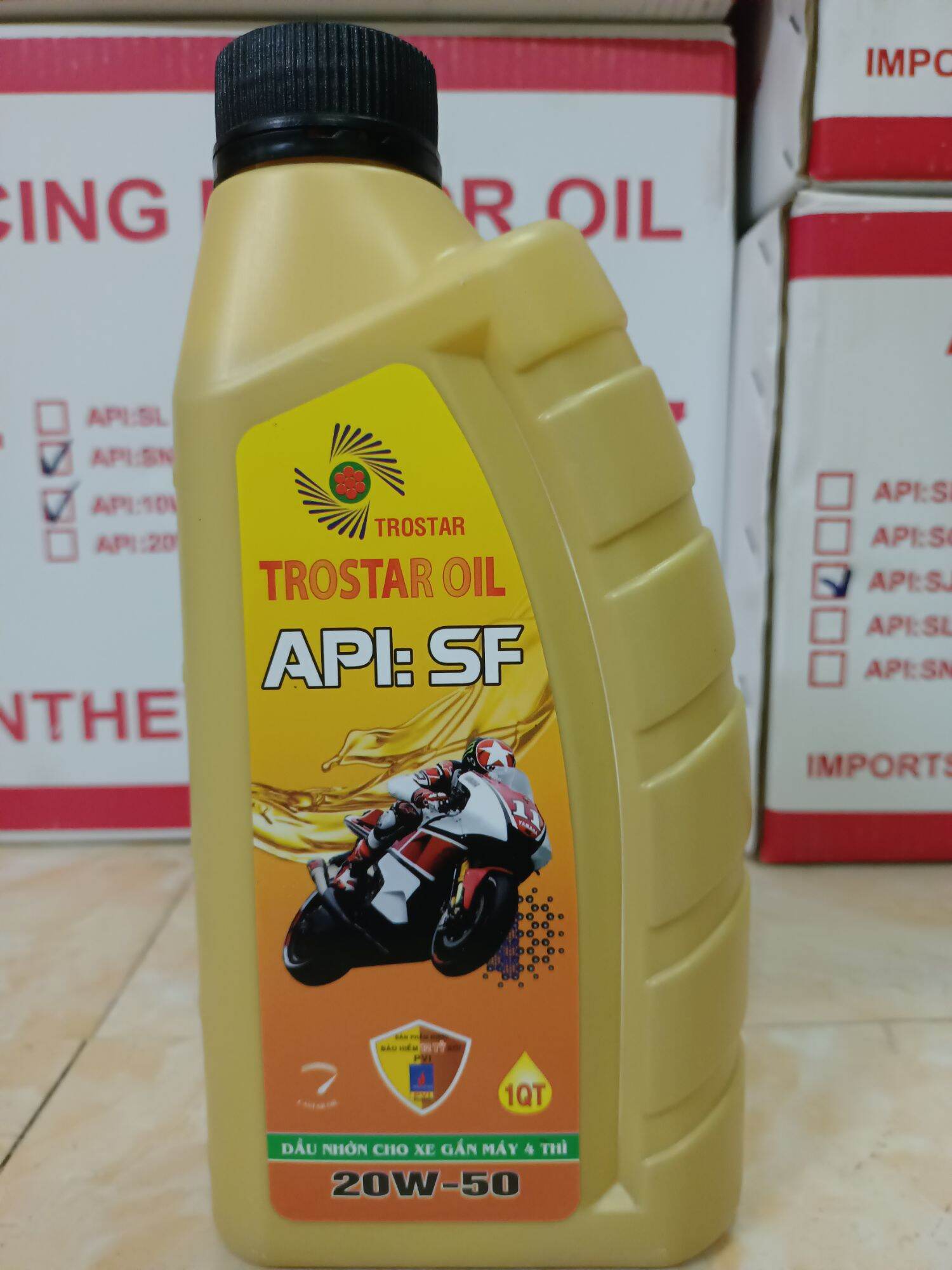 Dầu nhớt xe máy trostar 4t sf 20w50-1l chai cao