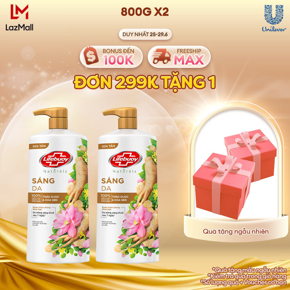 Combo Sữa tắm Lifebuoy Detox và Bảo vệ khỏi vi khuẩn 800gr (Chai) (bao bì tùy lô nhập hàng)