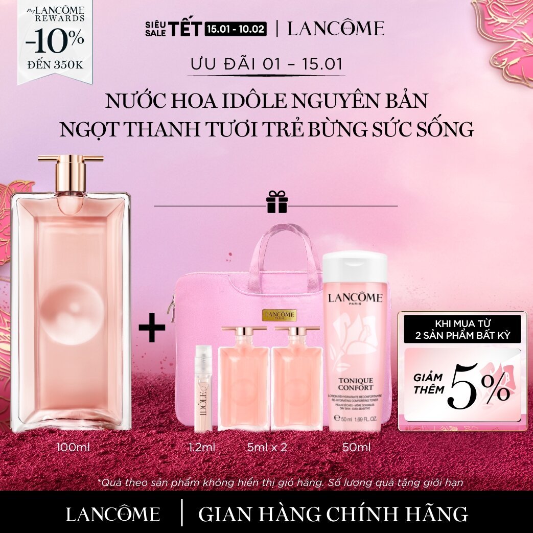   CHỈ 1-15 1-Mua 1 Tặng 5-Voucher 10%-TỐI ĐA 350K   MỚI  Nước hoa LANCOME IDÔLE 100ml ngọt thanh tươi trẻ bừng sức sống  Quà kèm không hiển thị giỏ hàng  