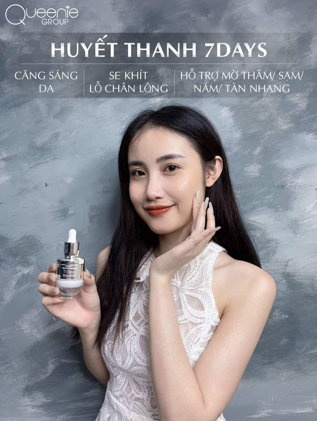 Huyết thanh 7days Queenie Skin mẫu mới chính hãng 50ml .Serum dưỡng trắng da, se khít lổ chân lông, mờ thâm ,căng bóng trắng sáng da. .