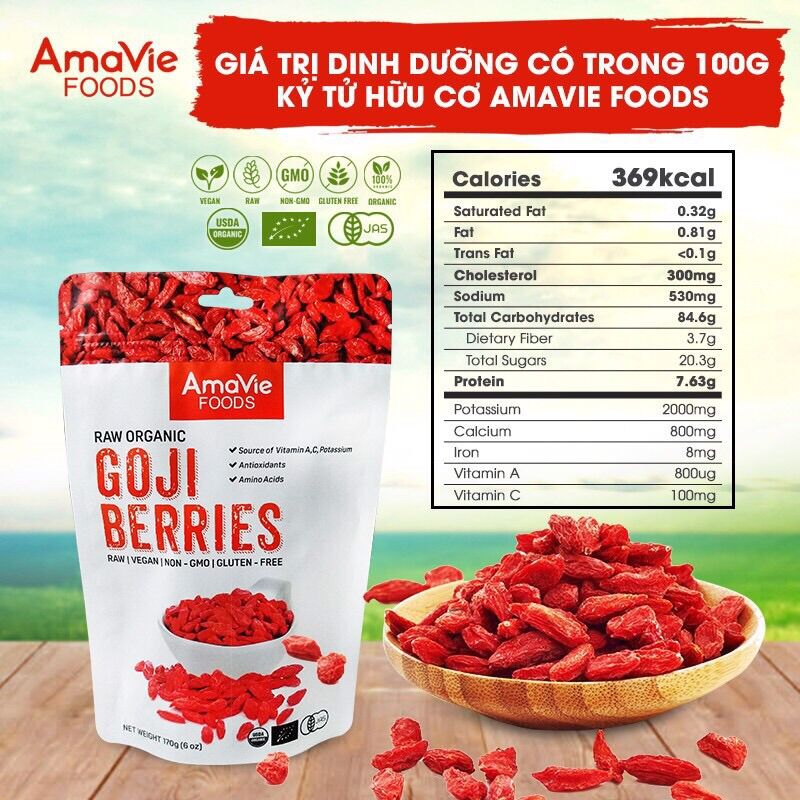 Hạt kỉ tử hữu cơ amavie food 170g