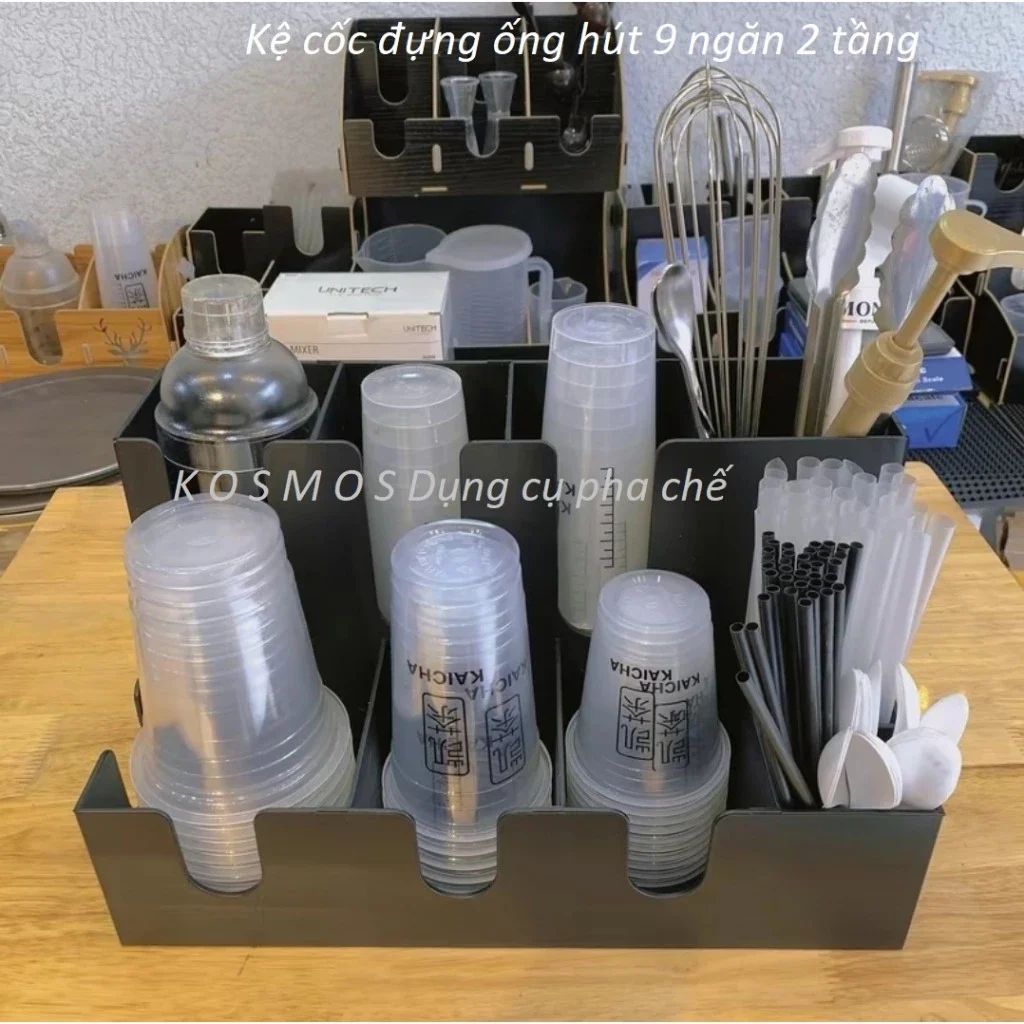 Khay úp cốc trà sữa 9 ngăn 2 tầng take away cao cấp
