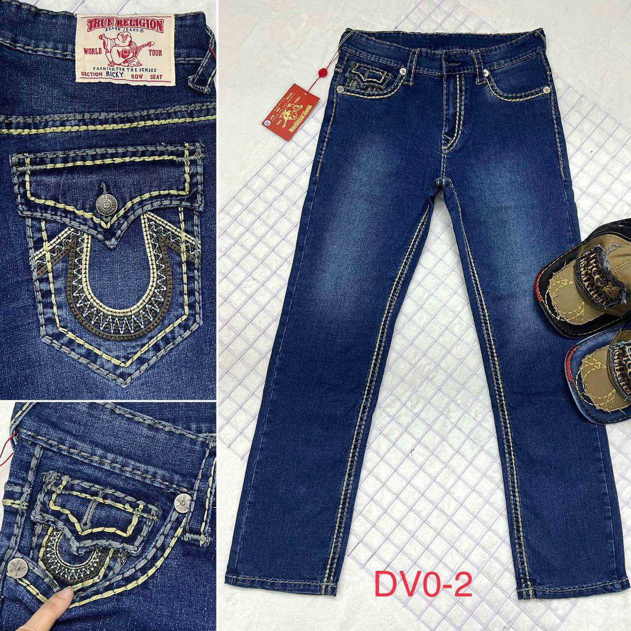 Quần jeans nam nắp túi chỉ nổi