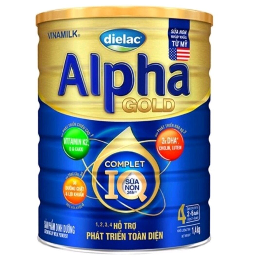 Sữa bột Dielac Alpha gold 4, cho trẻ từ 2-6 tuổi, hộp thiếc 1,4kg