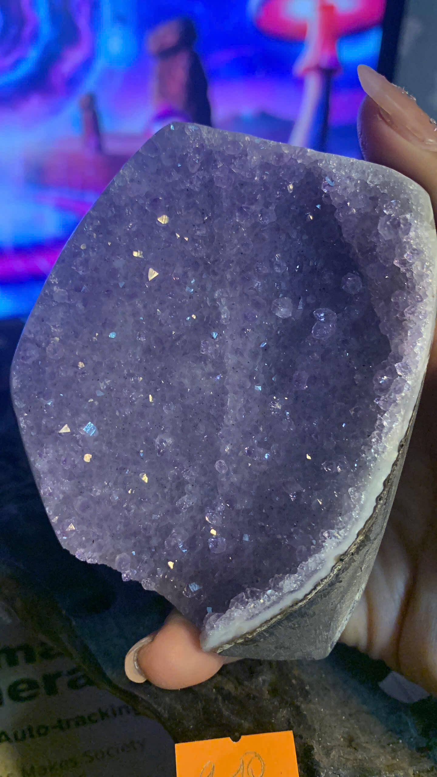 Hoa đá thạch anh tím tán sắc Uruguay Rainbow Aura Amethyst tự nhiên Vip AAA năng lượng luân xa 910