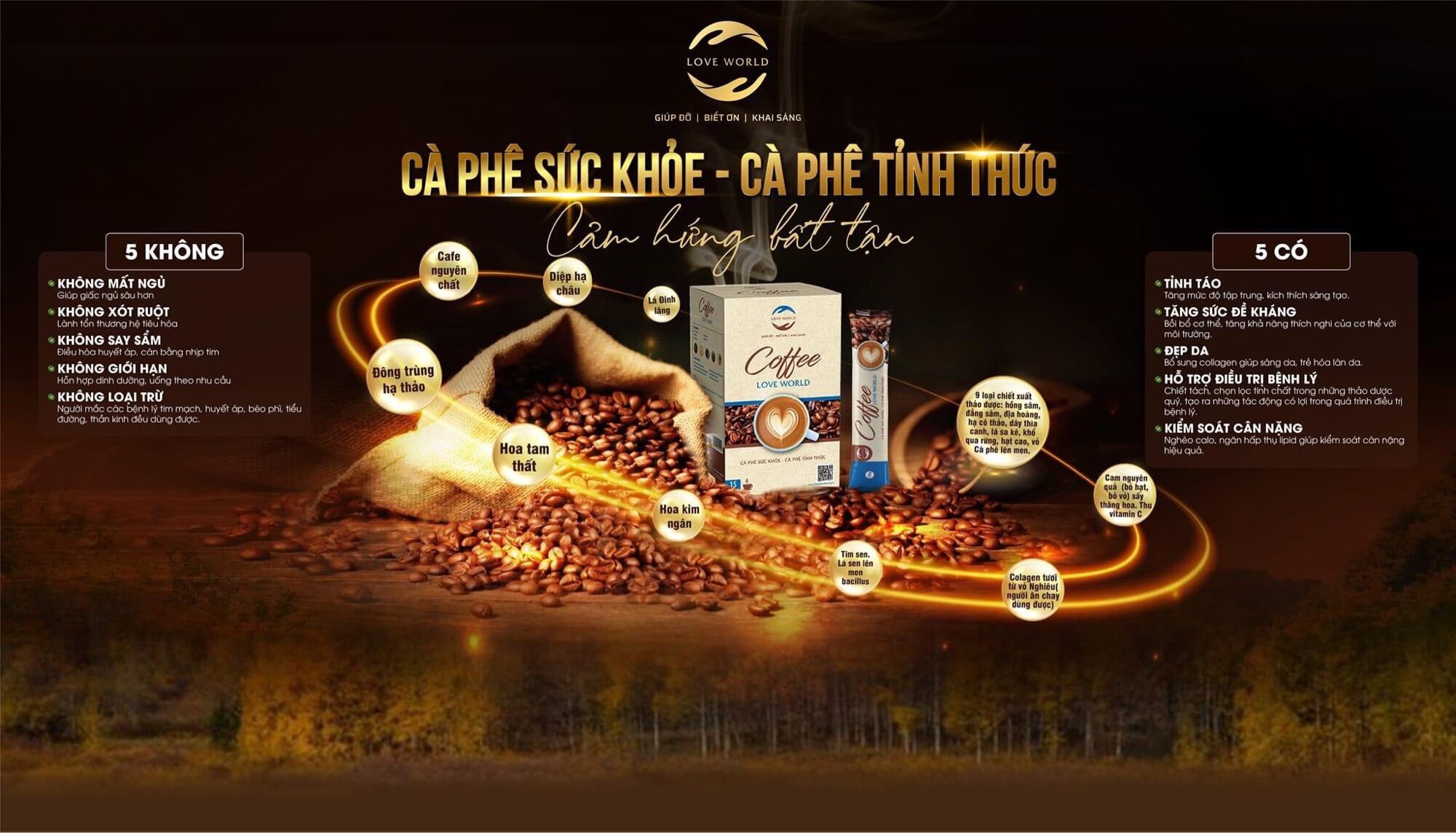 Cà phê kiểm soát cân nặng love world ( 10 gói )