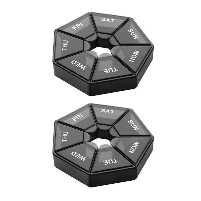 2pcs 7 ngày Pill hộp lưu trữ mini du lịch xách tay thuốc Dispenser Hộp đa chức năng nhựa bảy ngăn Sealer hộp