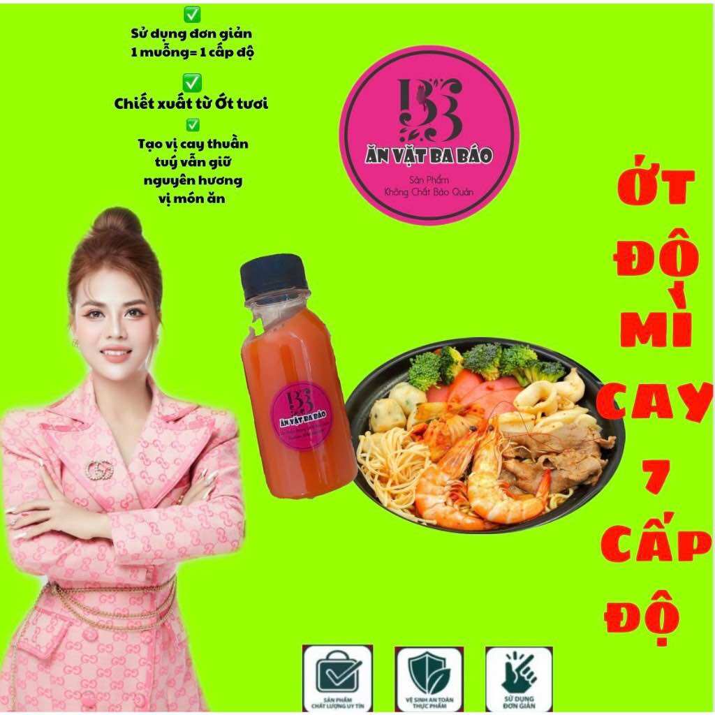 Ớt độ mỳ cay 7 cấp độ ăn vặt ba báo chai 100ml