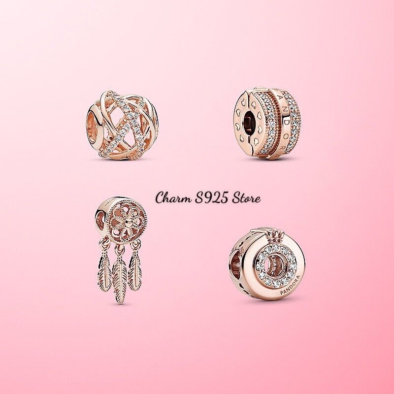 Combo 4 hạt charm pan ale vàng hồng galaxy bạc s925