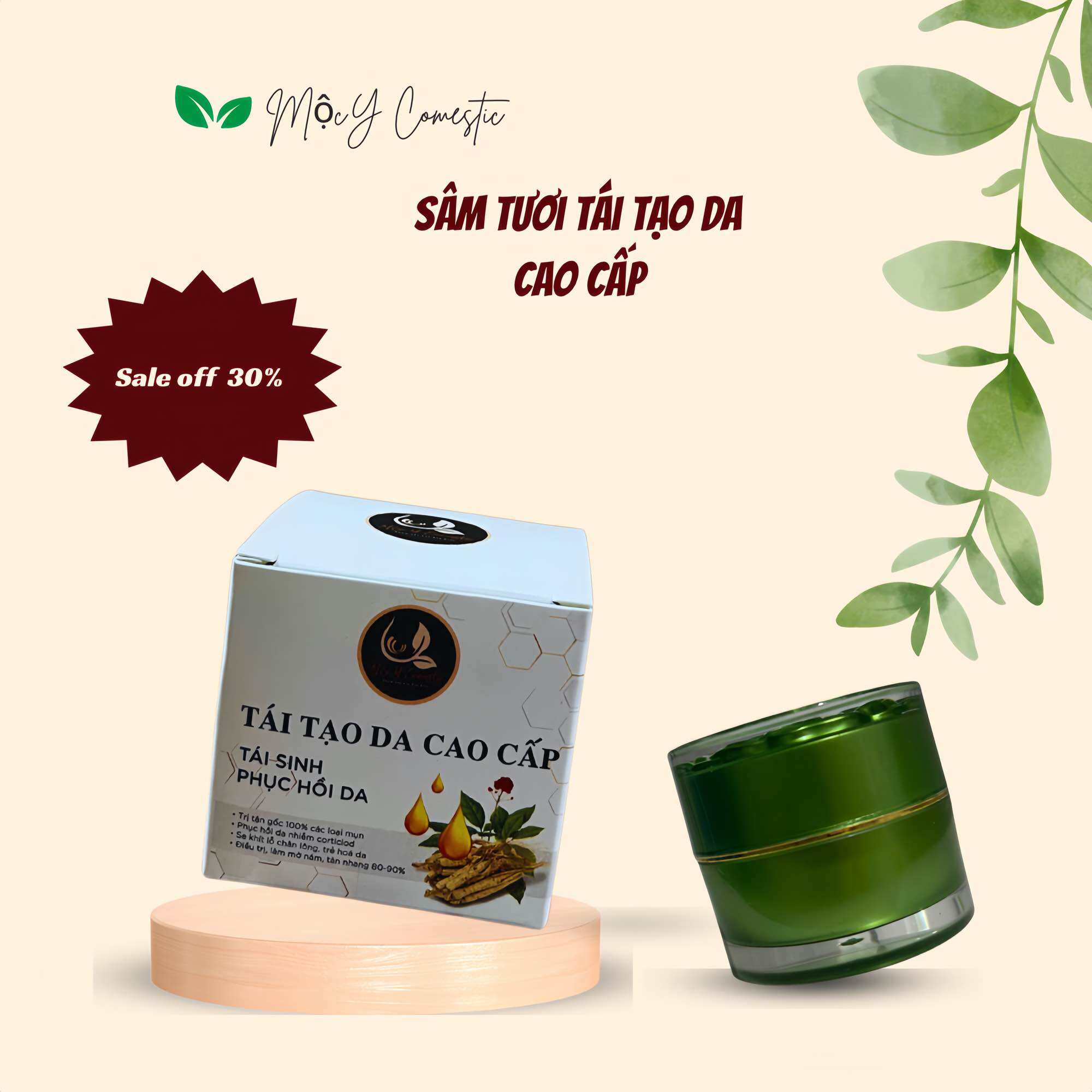 Kem thảo dược tái tạo bong nám, tàn nhang se khít lỗ chân lông handmade