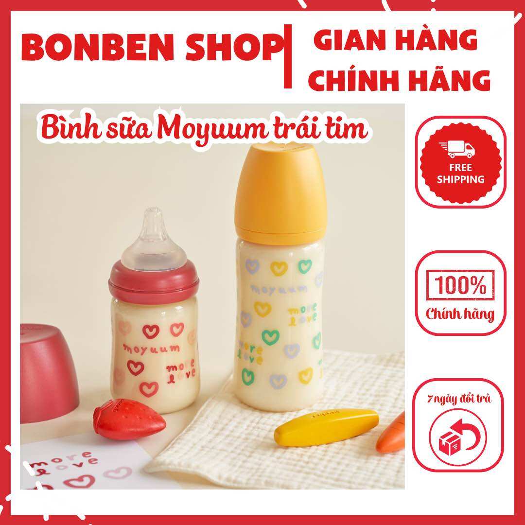Bình sữa Moyuum trái tim nội địa Hàn chính hãng 170ml 270ml