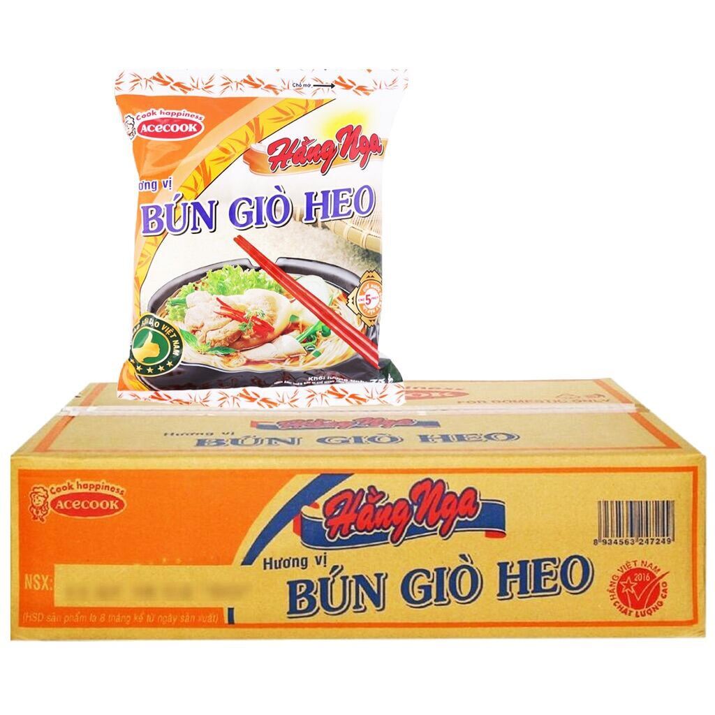 Combo 10 gói ( mỗi gói 75g) bún bò giò heo Hằng Nga Acecook (Date mới 8 tháng) có lựa chọn số lượng lẻ khi thanh toán.