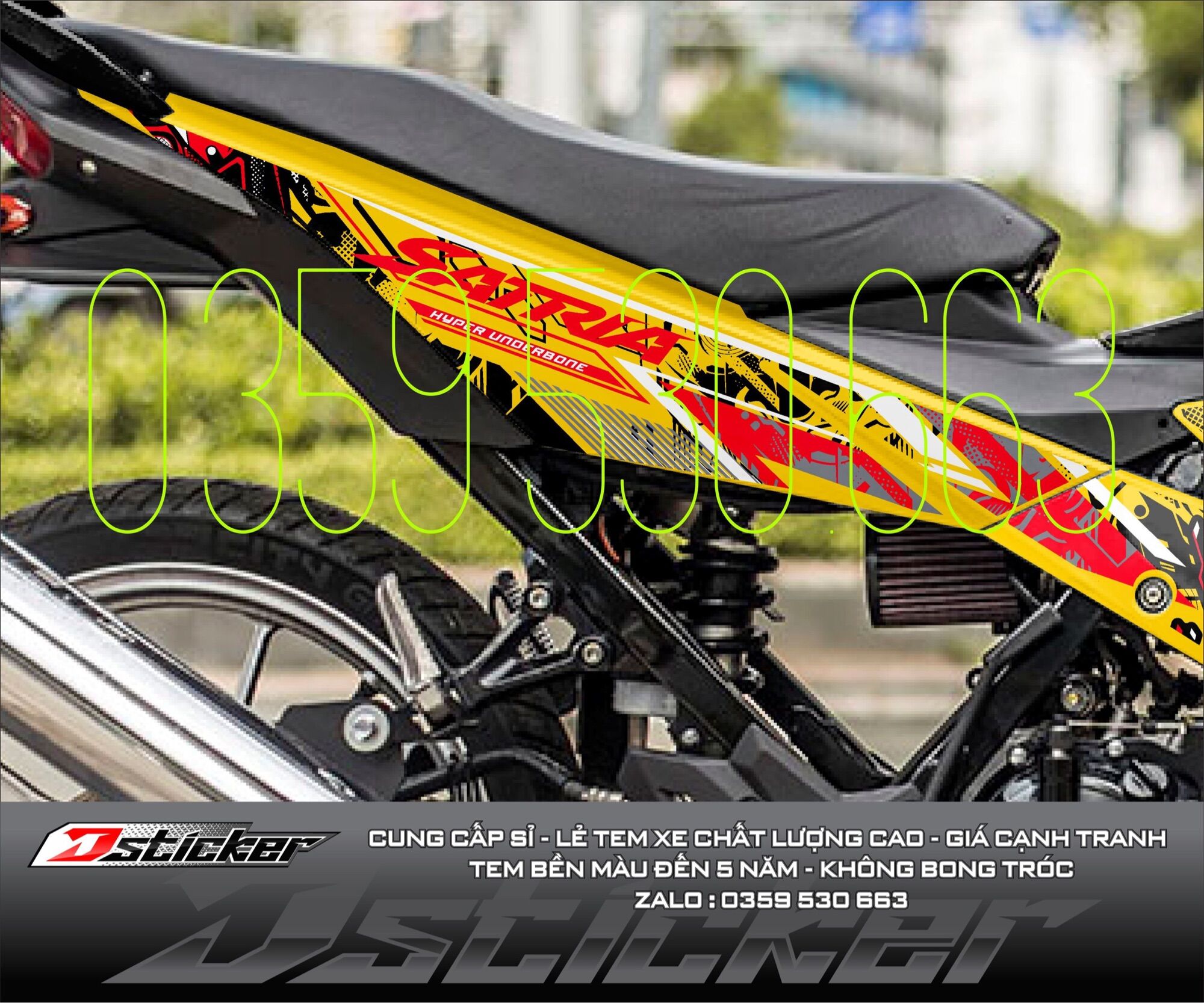 Tem rời Satria xe vàng - mẫu Samurai đỏ cực chất