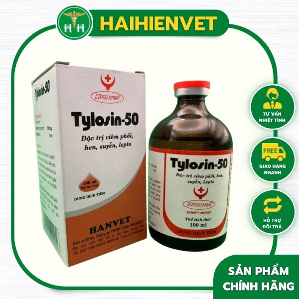 100ml Tylosin 50 - VIÊM PHỔI , HEN , SUYỄN, LEP.TO trên gia cầm, gia súc