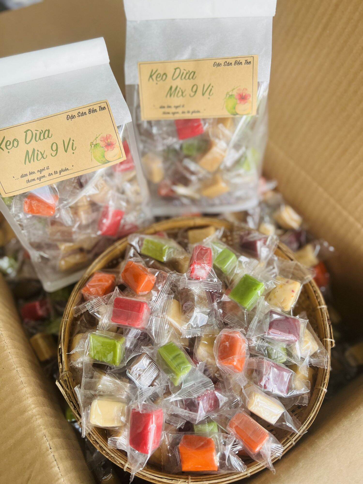 Kẹo dừa thập cẩm Bến Tre mix 9 vị 500g