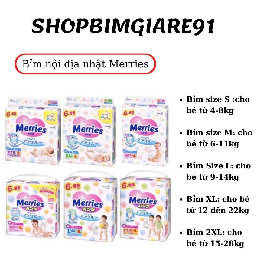 Bỉm quần/dán Merries nội địa Nhật