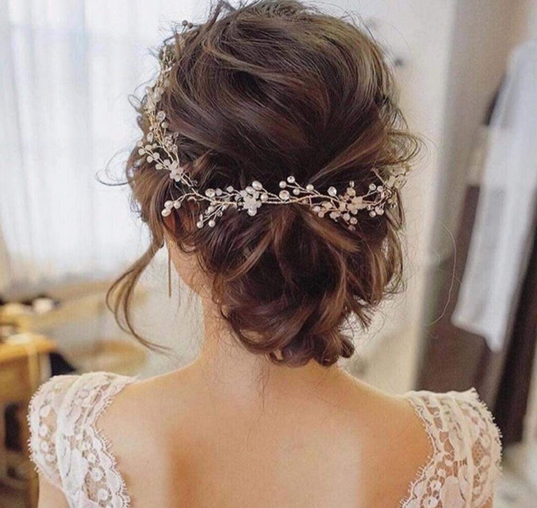 dây hạt cài tóc cho cô dâu đi tiệc