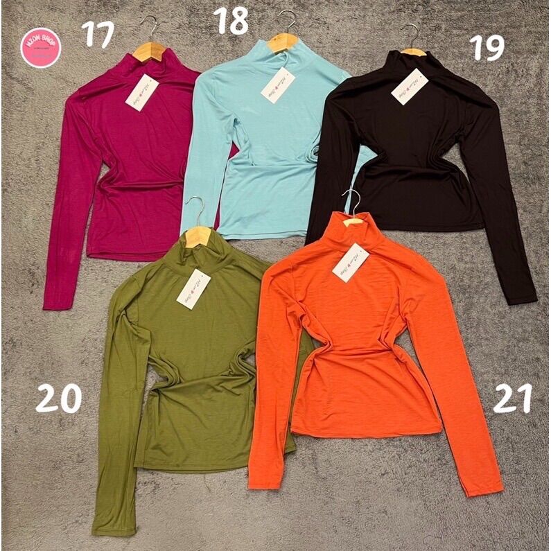 Combo 3 áo thun body tay dài cổ lọ thun lụa