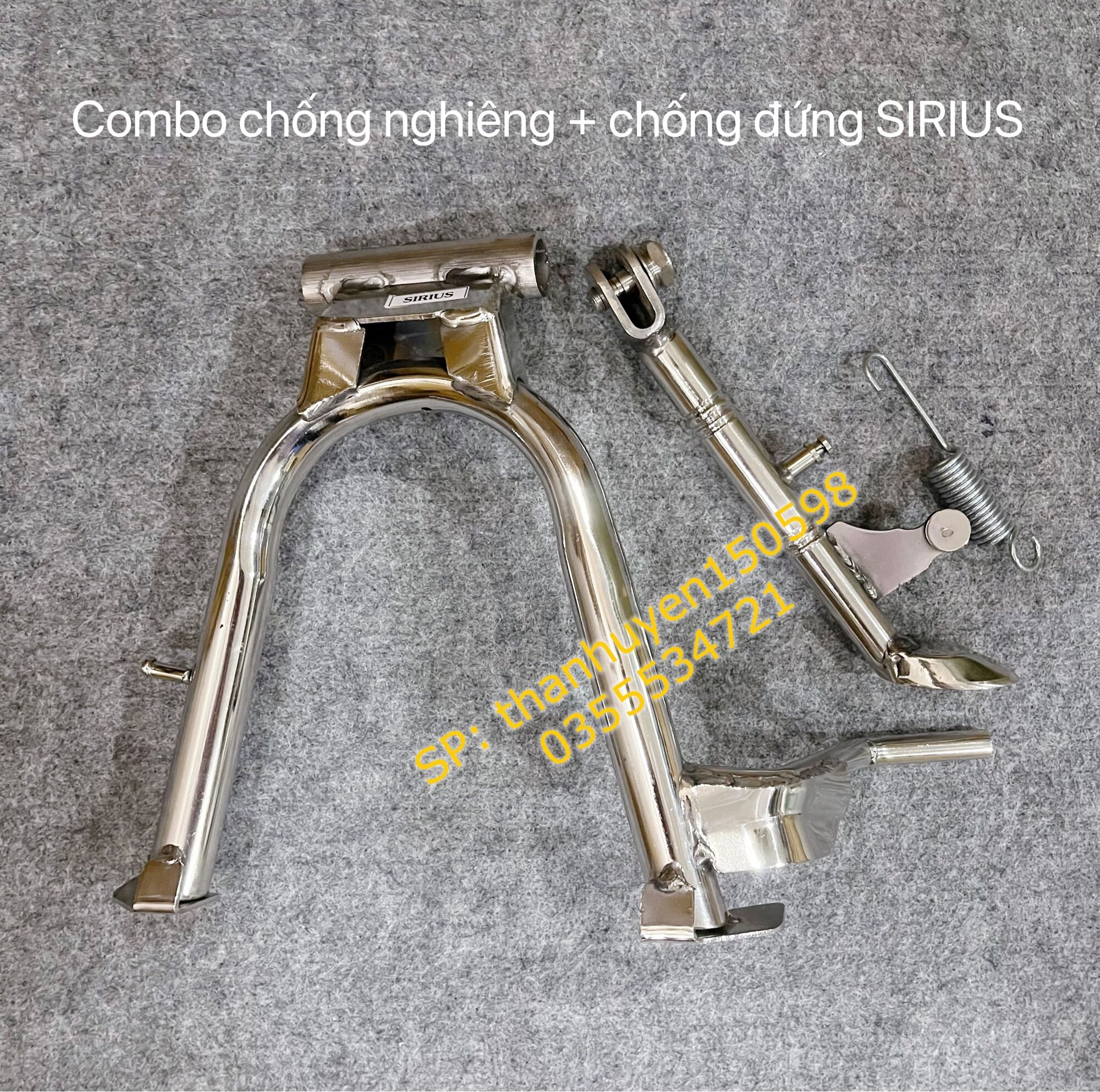 COMBO CHỐNG ĐỨNG,CHỐNG NGHIÊNG INOX DÀNH CHO XE WAVE CŨ/DREAM/RS/SIRIUS ( đẹp như hình)