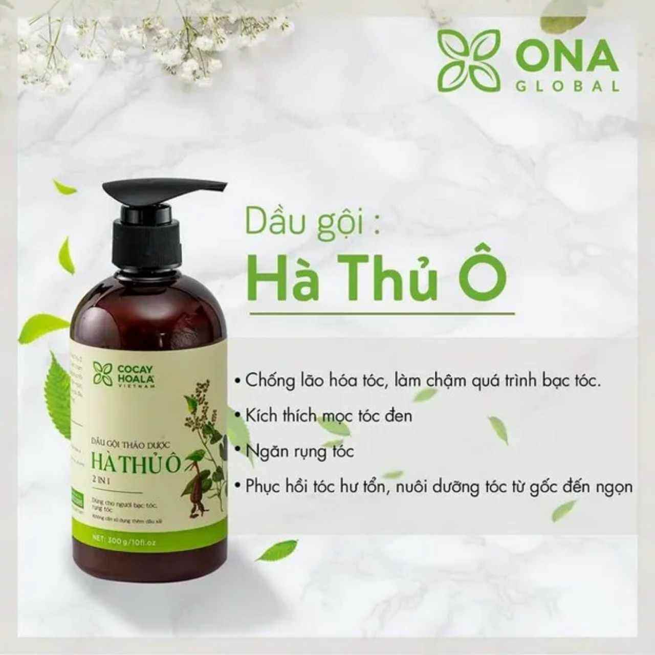 Dầu gội hà thủ ô 800ml đen tóc chậm lão hoá tóc