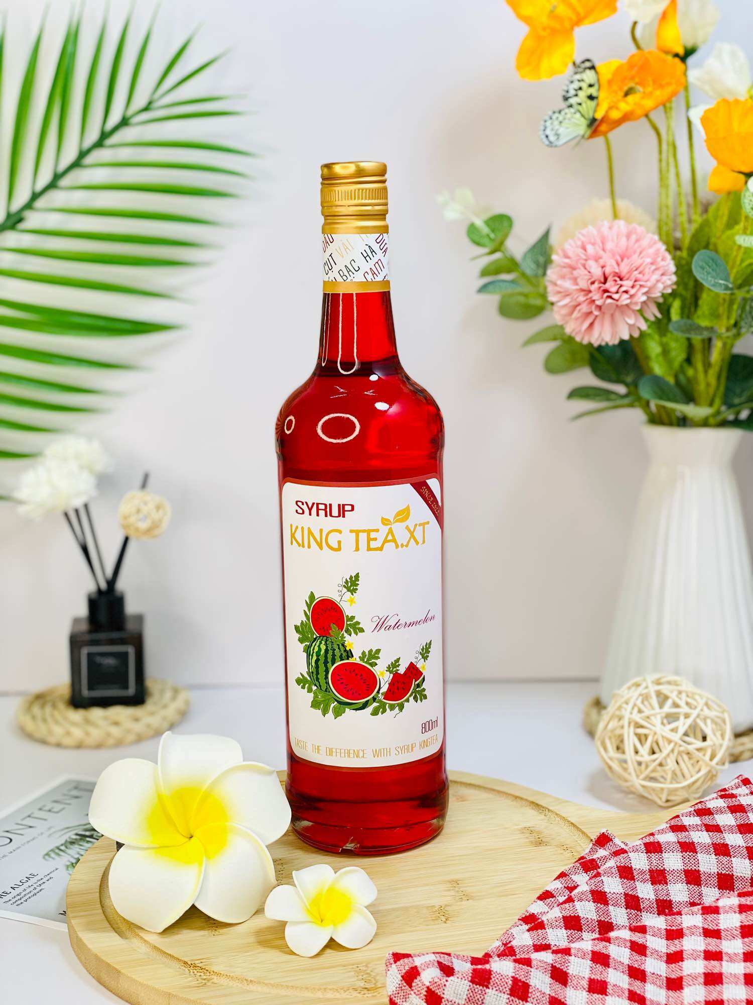 Syrup DƯA HẤU Pha Chế ( Syrup WATERMELON)KINGTEA.XT-Chai Thuỷ Tinh 800ml