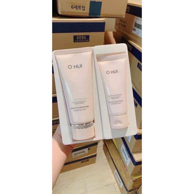 Set sữa rửa mặt ohui hồng miracle moisture cleansing foam