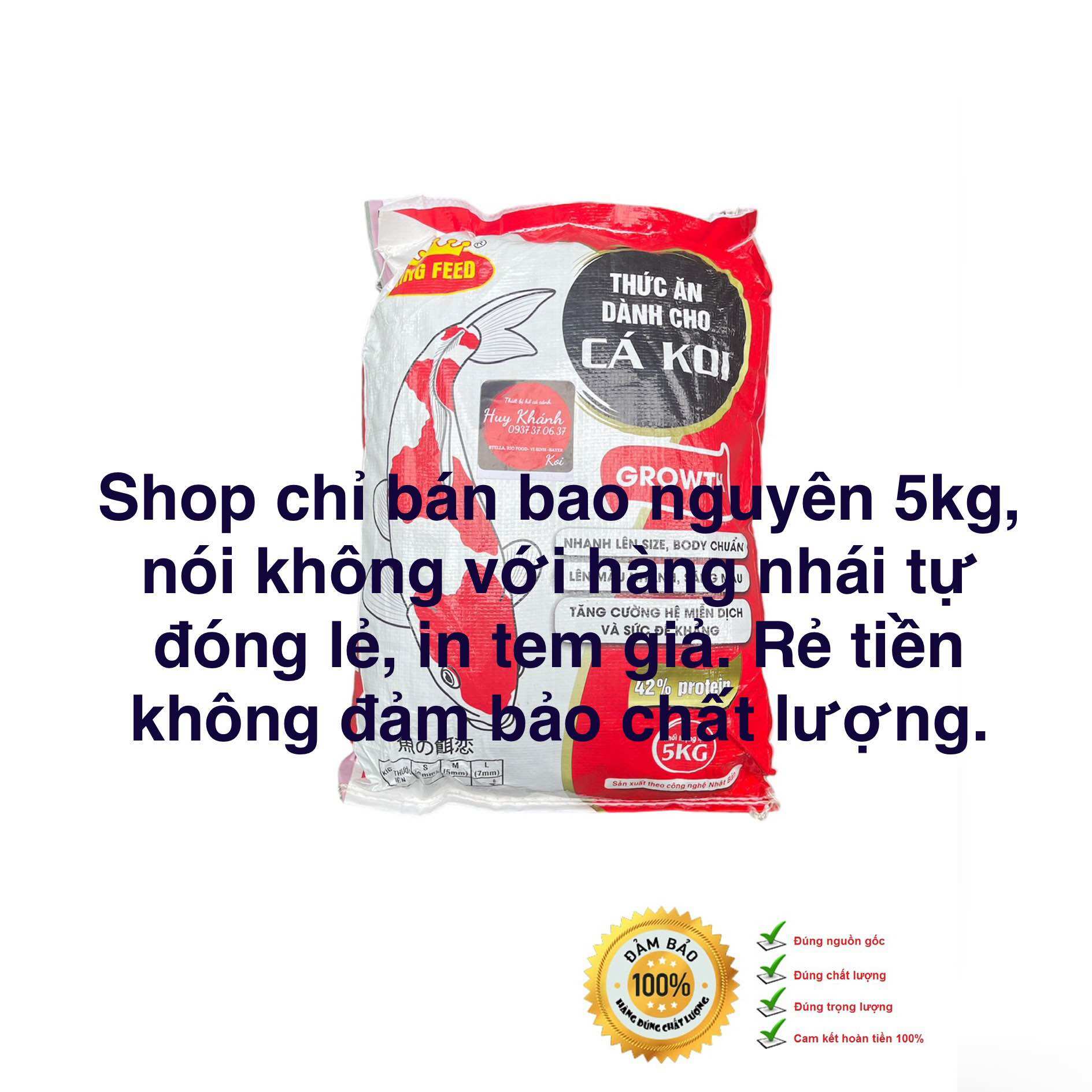Cám cá Koi King Feed (42%Đạm, hạt 5ly hạt trung),cá vàng, cá cảnh - 5 kg