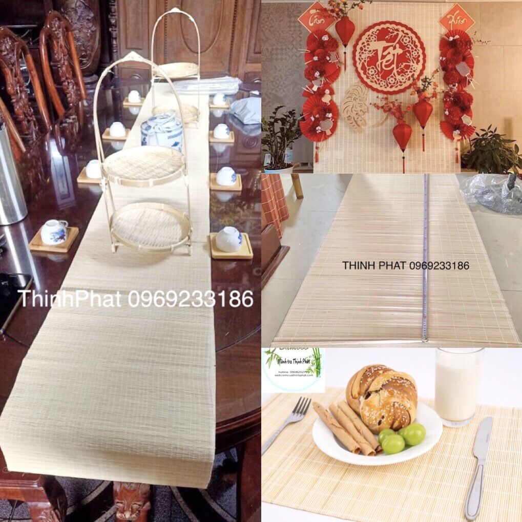 Set mành tăm tre trang trí, mành tre trải bàn, mành tre thư pháp. Mành tre làm phông chụp hình Tết.