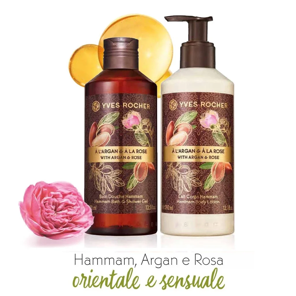 Gel tắm Yves Rocher 400ml + Dưỡng thể Yves Rocher 390ml - Hương hoa hồng Argan Rose Petals