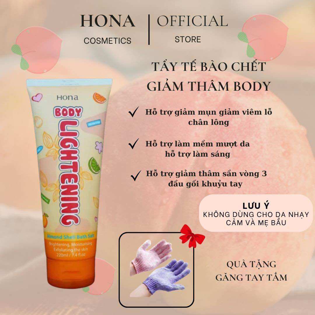 Tẩy tế bào chết cơ thể, giúp mờ thâm mông, nách, bẹn, sần vòng 3 lightening