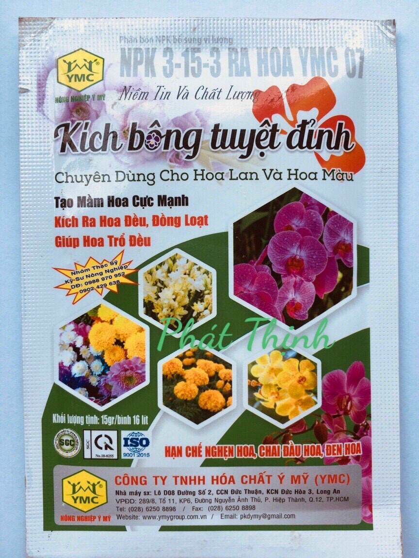 Phân bón npk kích bông tuyệt đỉnh tạo mầm hoa, kích ra hoa trổ đều đồng loạt chuyên dùng cây hoa lan, tất cả hoa cây kiểng khác gói 15 gram