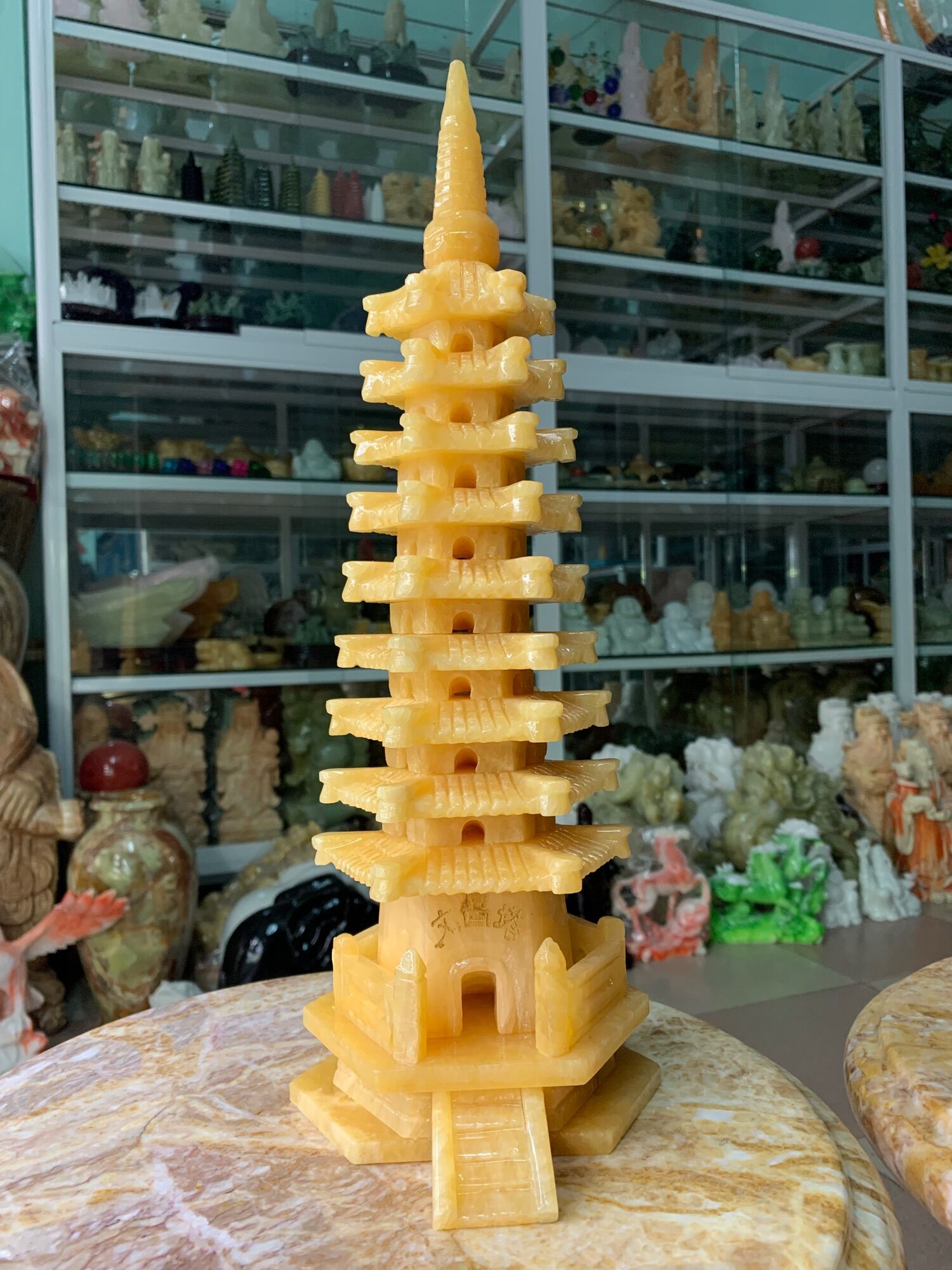 Tháp văn xương đá ngọc hoàng long - cao 40cm
