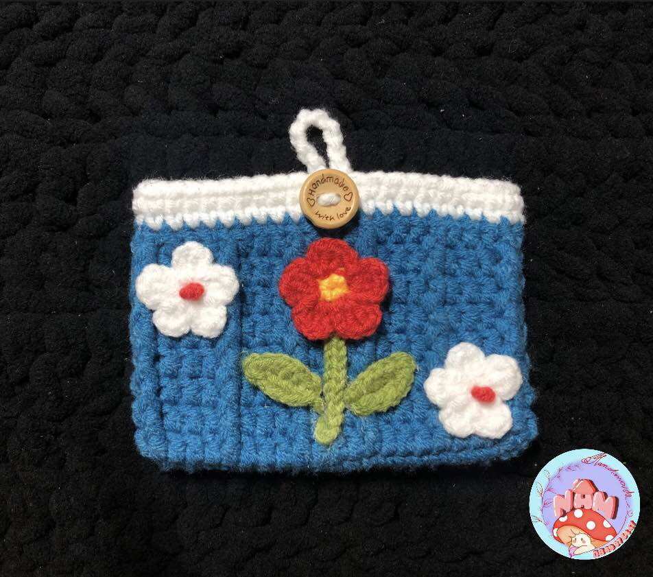 Ví đựng thẻ hoa len handmade