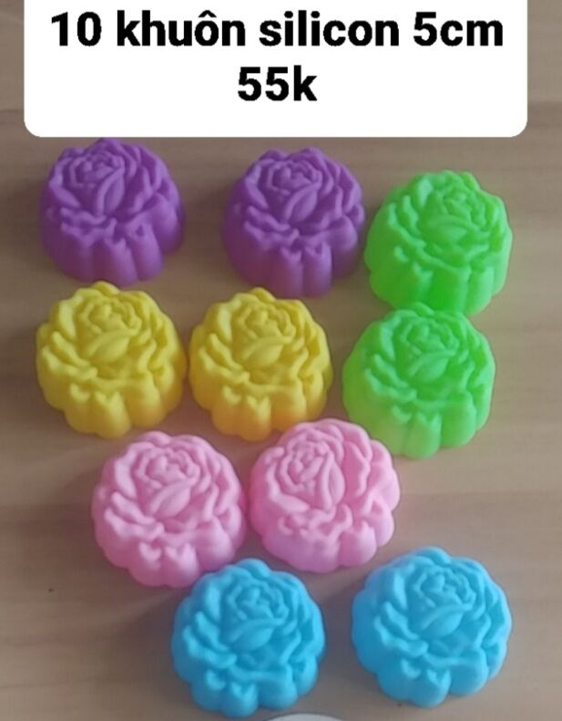 Sét 10 khuôn silicon hoa hồng 5cm