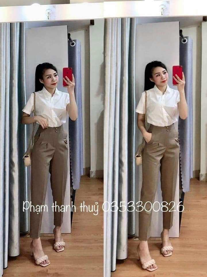 Quần Bagy vải cạp cao cho nữ