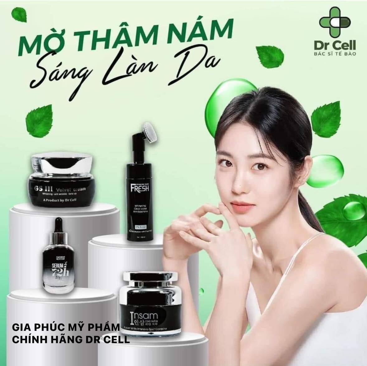 Trọn bộ mờ thâm, nám, tàn nhang dr cell cho da trắng hồng khỏe mạnh