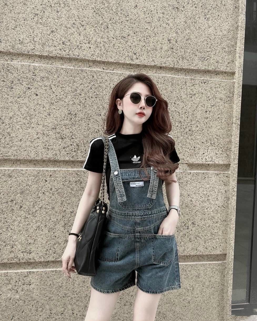 🎀quần sọt yếm jean full màu - hàng vnxk.
