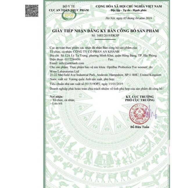 Men vi sinh Optibac tím (Optibac For Women) 90 viên chuẩn UK