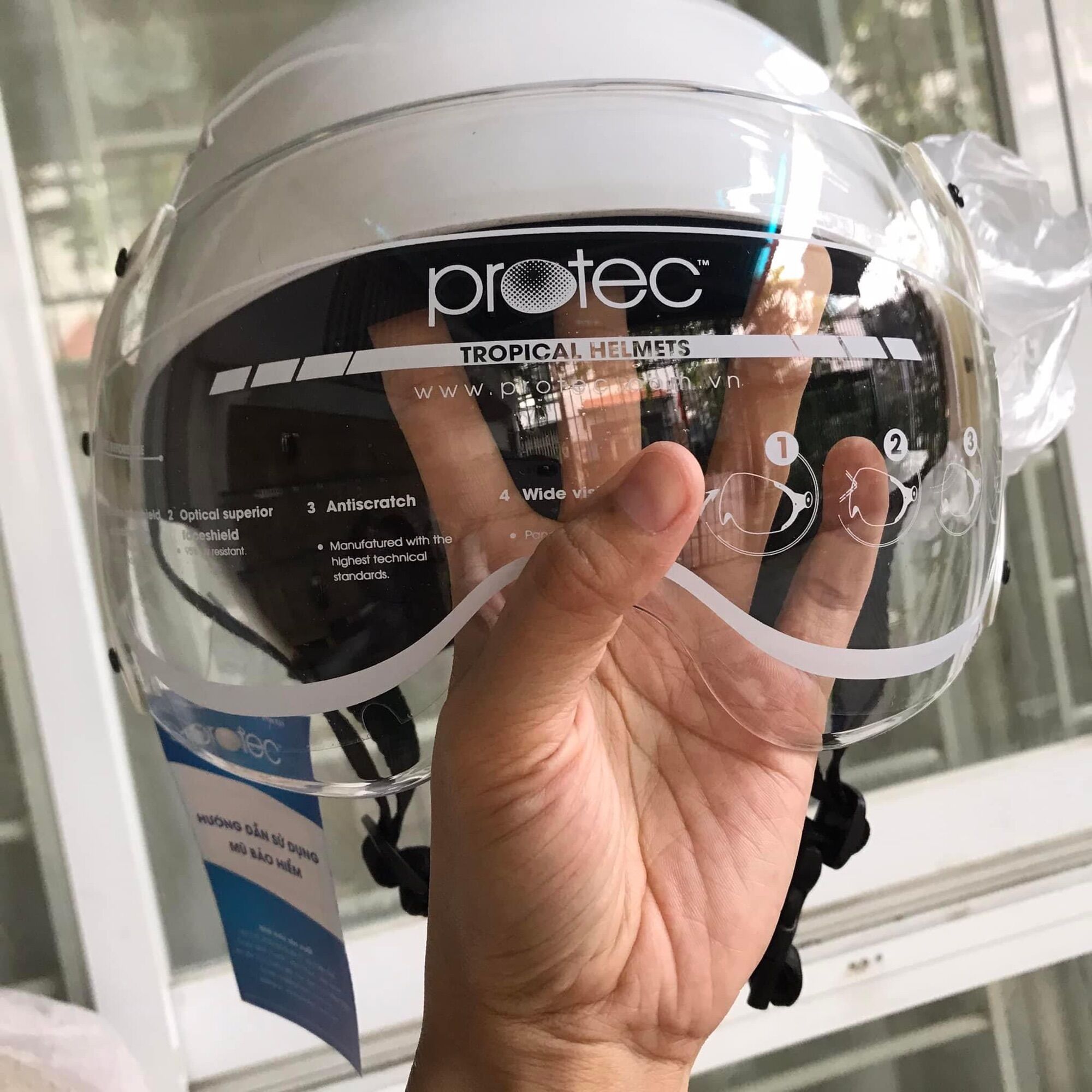 Nón bảo hiểm có kính protec chính hãng size XL vòng đầu 56-58cm
