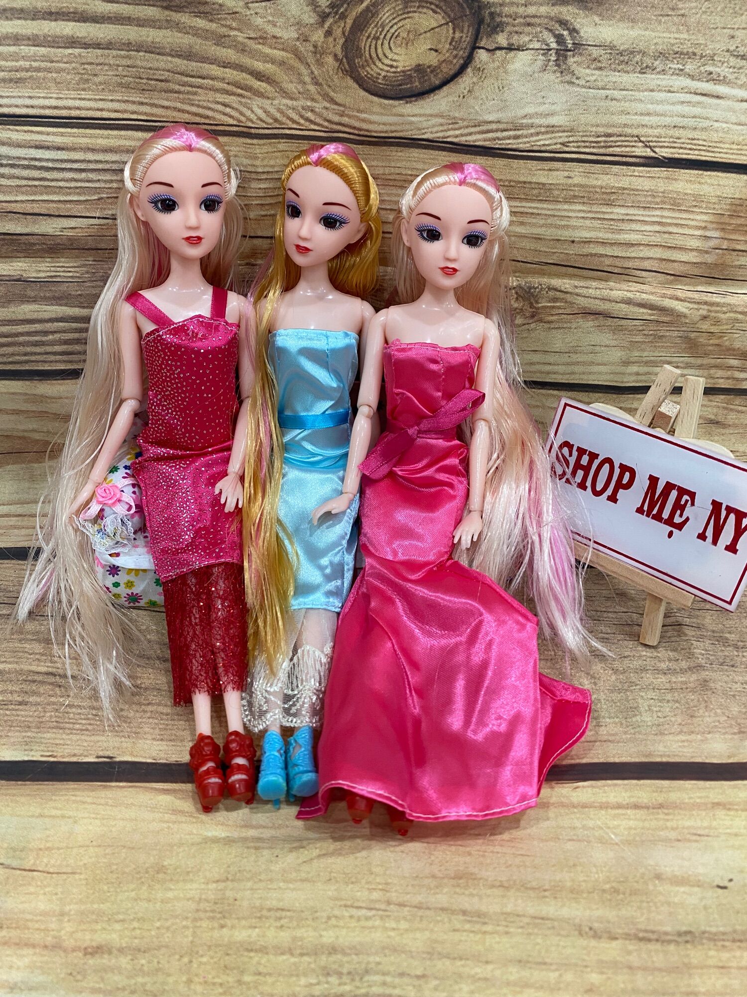 [HCM]BÚP BÊ KHỚP MẮT NGỌC TÓC DÀI (MẶC ĐẦM DẠ HỘI)