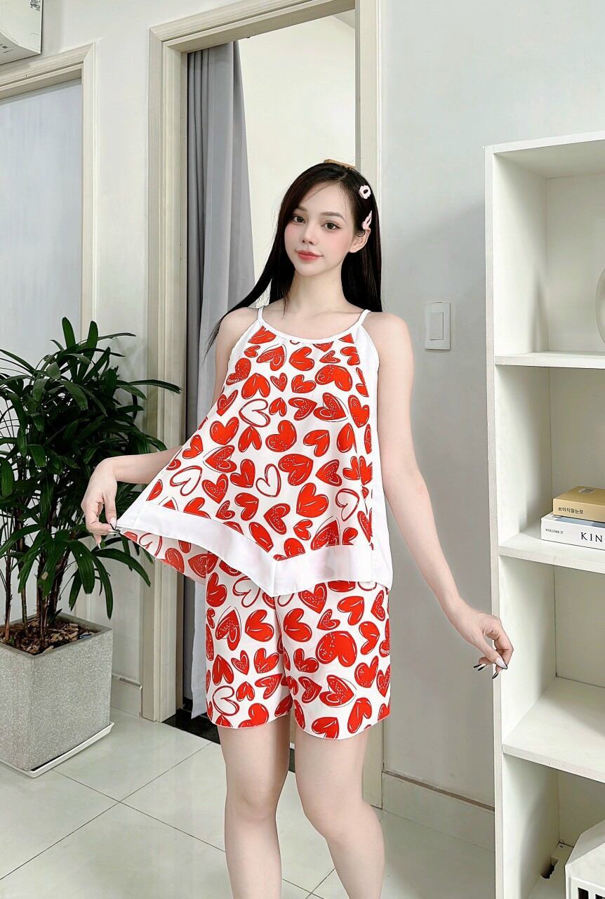 SET BỘ NỮ MẶC Ở NHÀ DÂY TẦNG DỄ THƯƠNG VẢI LỤA  - 90