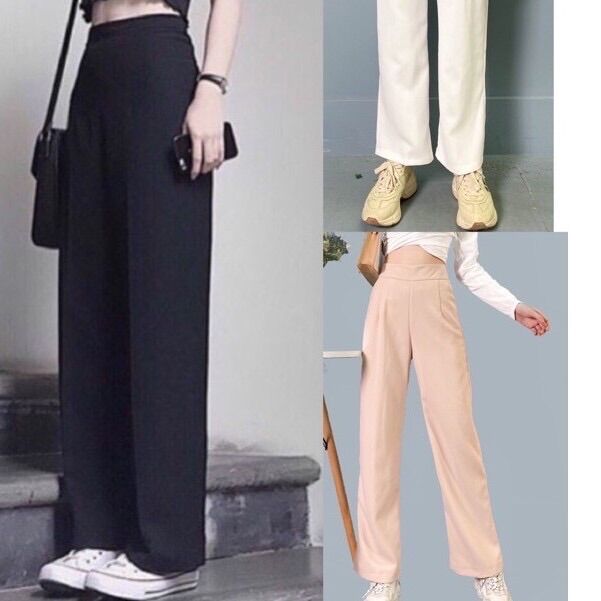 [HCM]Quần suông ống rộng khoá sườn