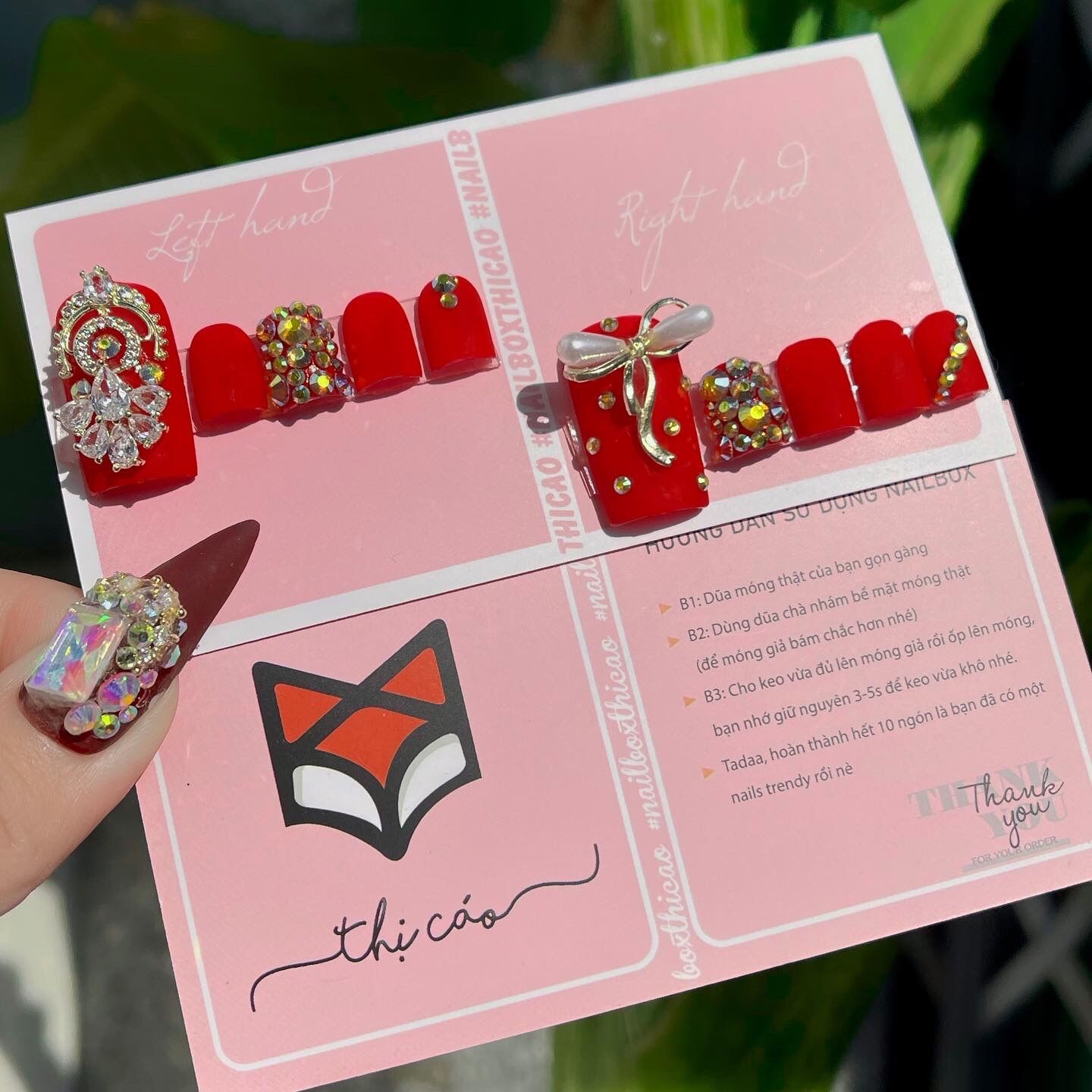 [ Nails Box] Móng chân giả thiết kế tone đỏ