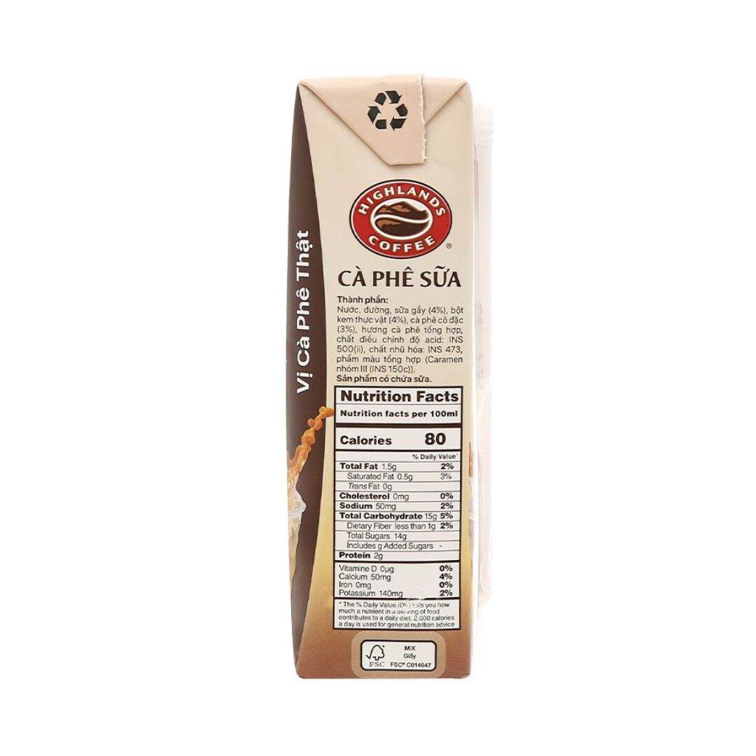 Thùng 48 hộp Cà phê sữa Highlands Coffee 180ml / hộp (48 hộp x 180ml)