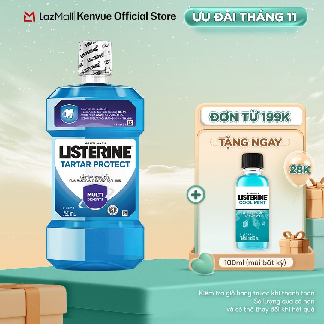 Nước Súc Miệng Ngăn Ngừa Mảng Bám Listerine Tartar Protect 750ml